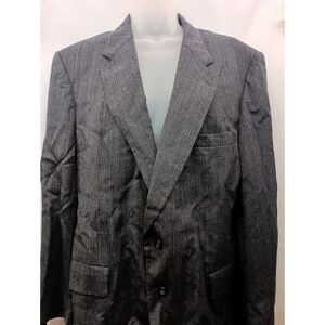 Kuppenheimer L/XLwool buttoned blue white pinstriped work business career blazer
